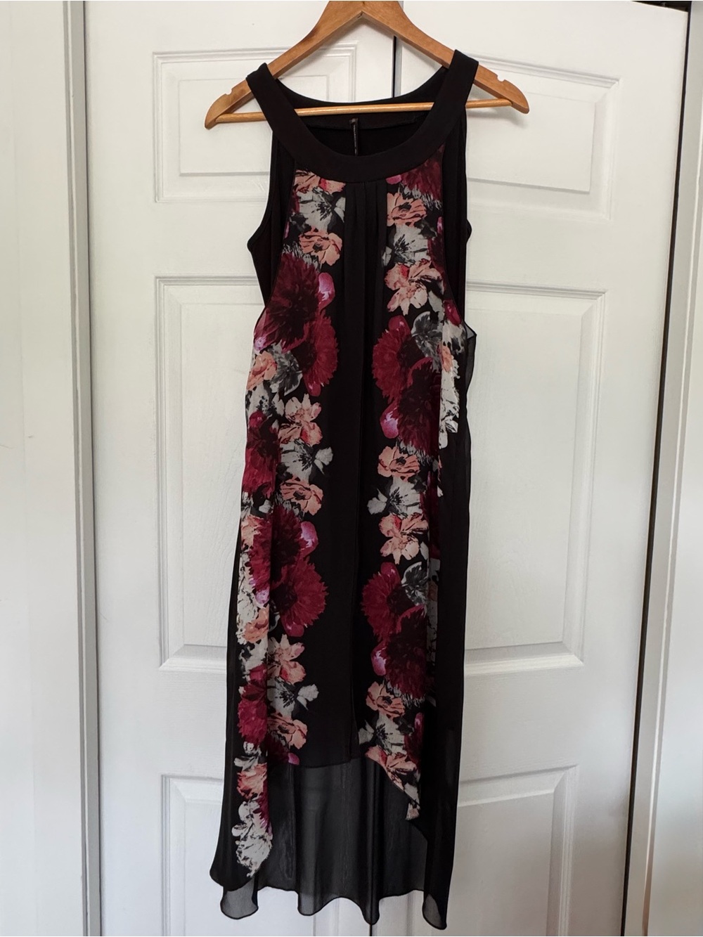 Lori M Collection Floral Sheer Overlay Maxi Dress Small